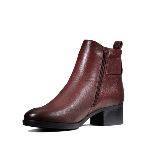 Clarks Womens Mila Charm Ankle Boots Burgundy | UK-2683415